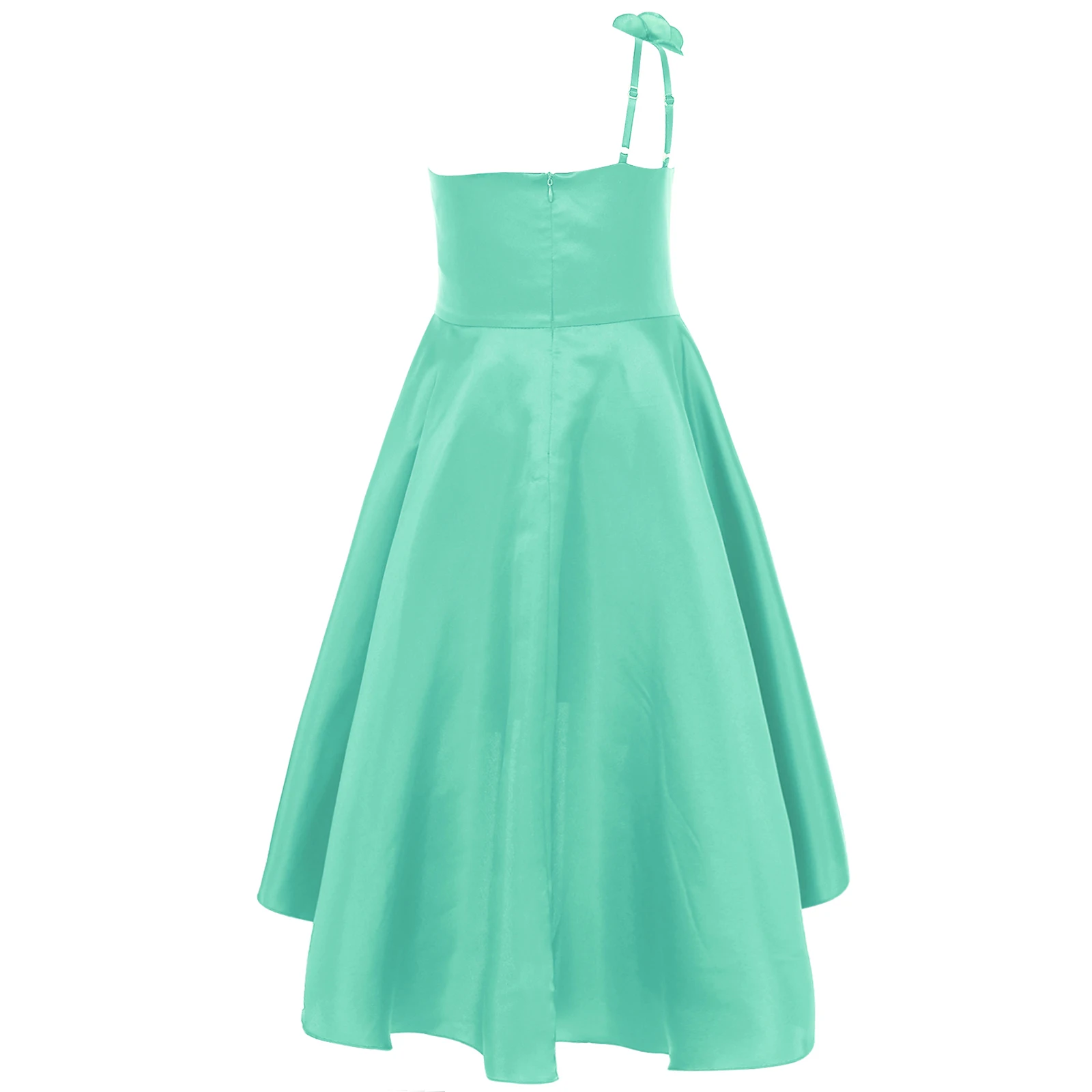 Children Girls Elegant One Shoulder Flower Dress Irregular Hemline Wedding Party Dresses Gown for Pageant Evening Birthday Prom