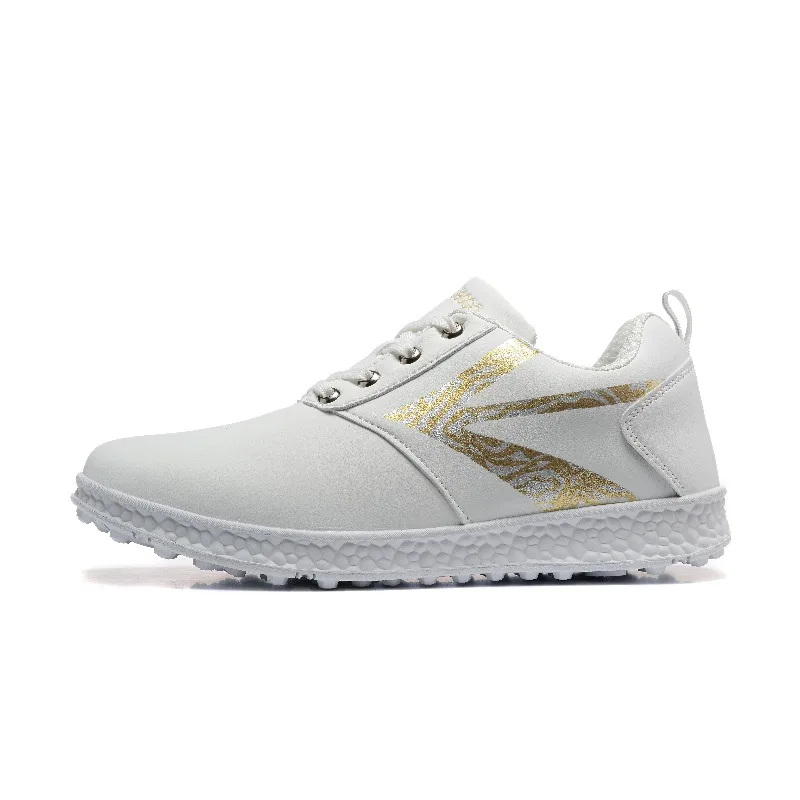 

Couple Golf Shoes Men White Professional Rotating buckle Non Slip Spikeless Women Outdoor Beginner Training Golfers Sneakers