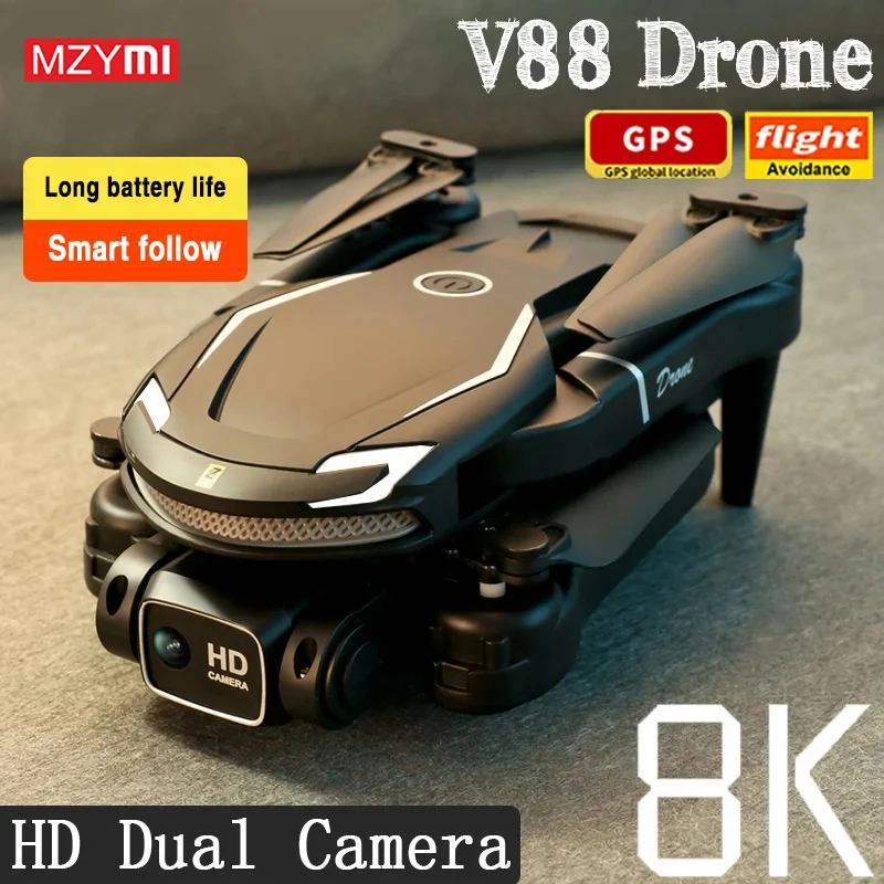 

MZYMI V88 Drone 8K Professional HD Aerial Dual-Camera 5G GPS Obstacle Avoidance Drone Quadcopter Toy UAV 9000M Free shipping