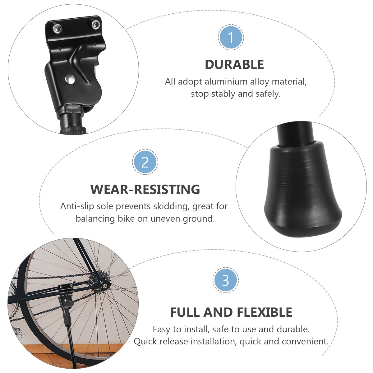 

Mountain Bike Kickstand Aluminum Alloy Double Hole Quick Release Side Rear Black Mtb Stand Stable Anti-Skid for Cycling and