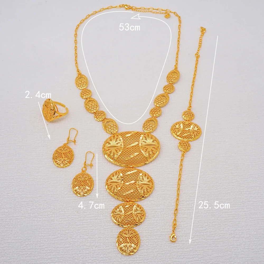 Trend Dubai Tassel Gold Color Copper Long Necklace Earring Jewelry Sets For Women Indian Ethiopian Chain Bridal Jewellry Gifts