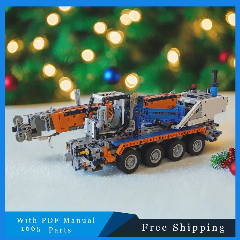 

1665 шт. креативный и крутой мобильный кран, технические строительные блоки, кирпичи, модель, образование, сделай сам, сборная игрушка для детей, Рождественский подарок