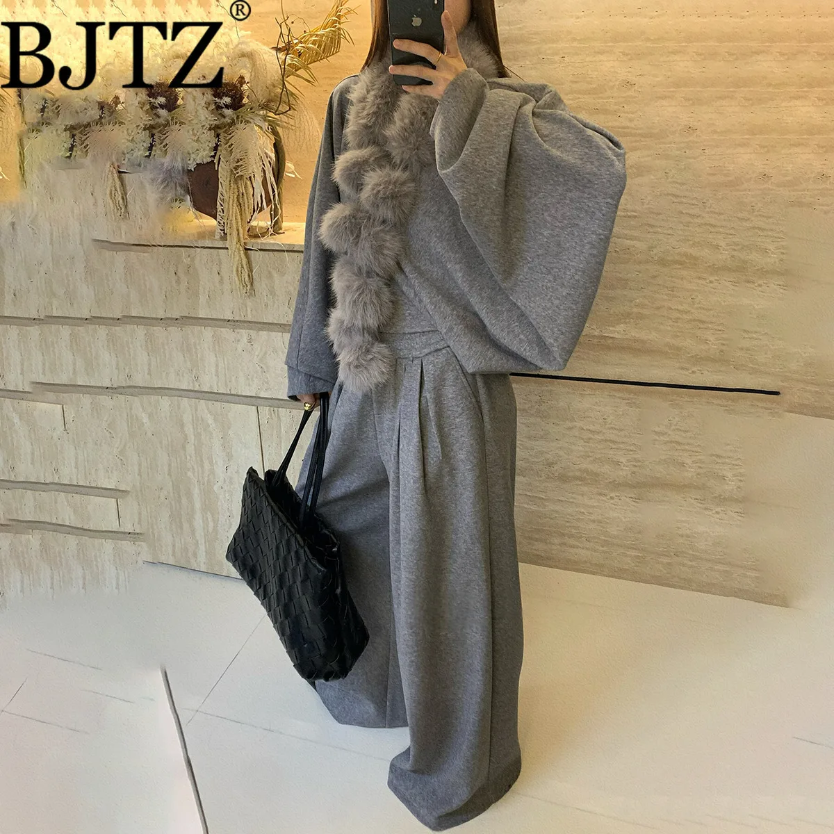 

BJTZ Fashion Loose Designer Two Piece For Woman 2025 Autumn Winter New Solid Color Versatile Casual Female Clothing