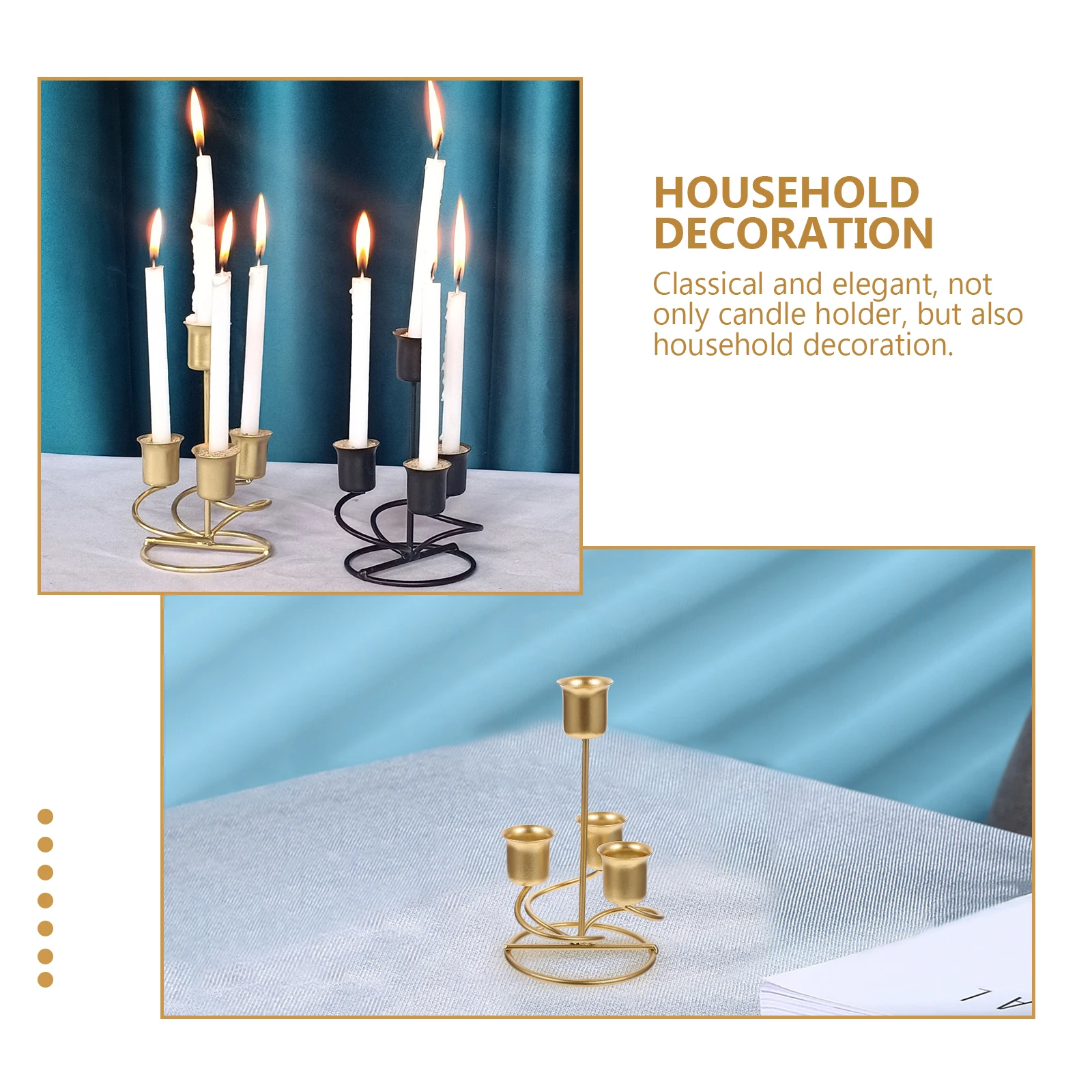 

Iron Candlestick Retro European Decorative Vintage Farmhouse Holders Stand Practical Pillar Rustic Table