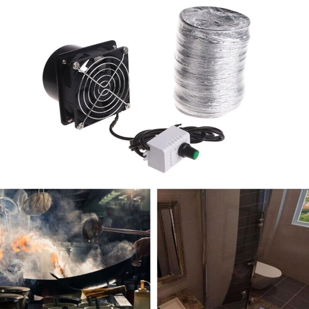 1Set Smoke Absorber Fume Extractor Fan Plus 1/3/6m Pipe Duct Exhuast Fan Plastic USB Adjustable Speed For Kitchen Bathroom