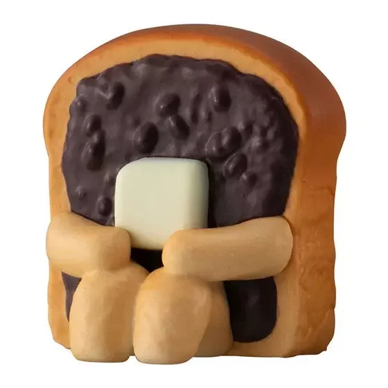 Japanese Genuine Gacha Scale Model Waiting Bread Toast Sitting Position Cute Tabletop Decoration Action Figure Toys