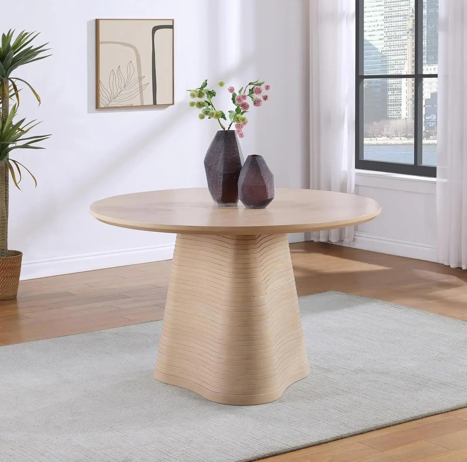 

Collection Mid-Century Modern Dining Table with Rich Natural Finish| Oak Veneer| Mix of Solid Wood and MDF