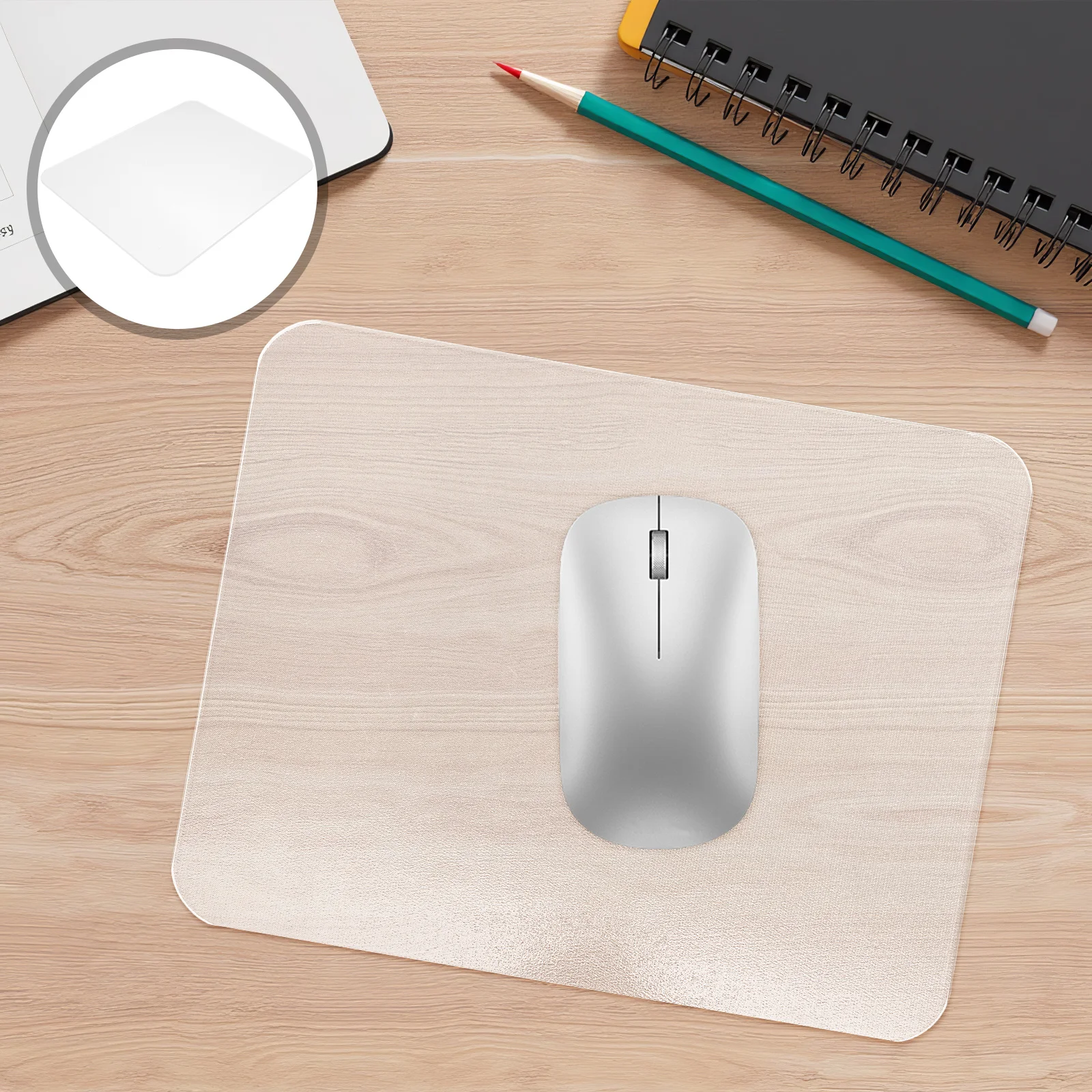 

2pcs Glass Mouse Pad Smooth Transparent Clear Hard Desk Mat For Laptop Pc Gaming Office Home Essentials Nonslip Easy