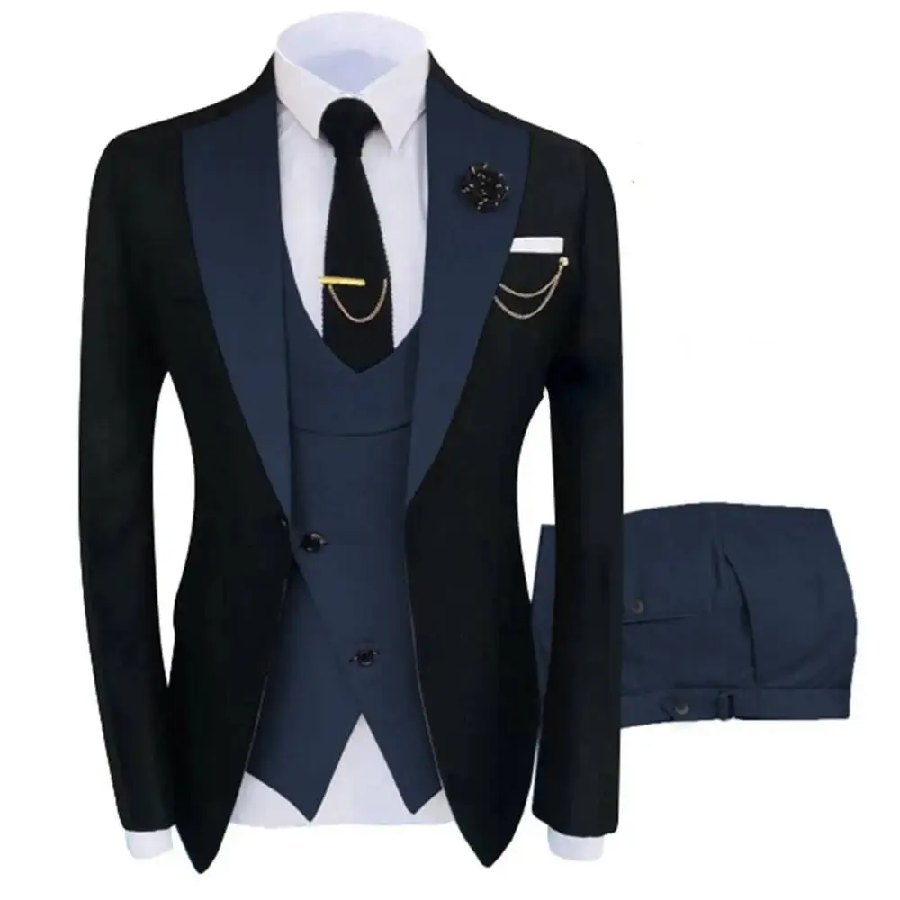 

New Costume Homme Popular Clothing Luxury Party Stage Men's Suit Groomsmen Regular Fit Tuxedo 3 Peice Set Jacket+Trousers+Vest