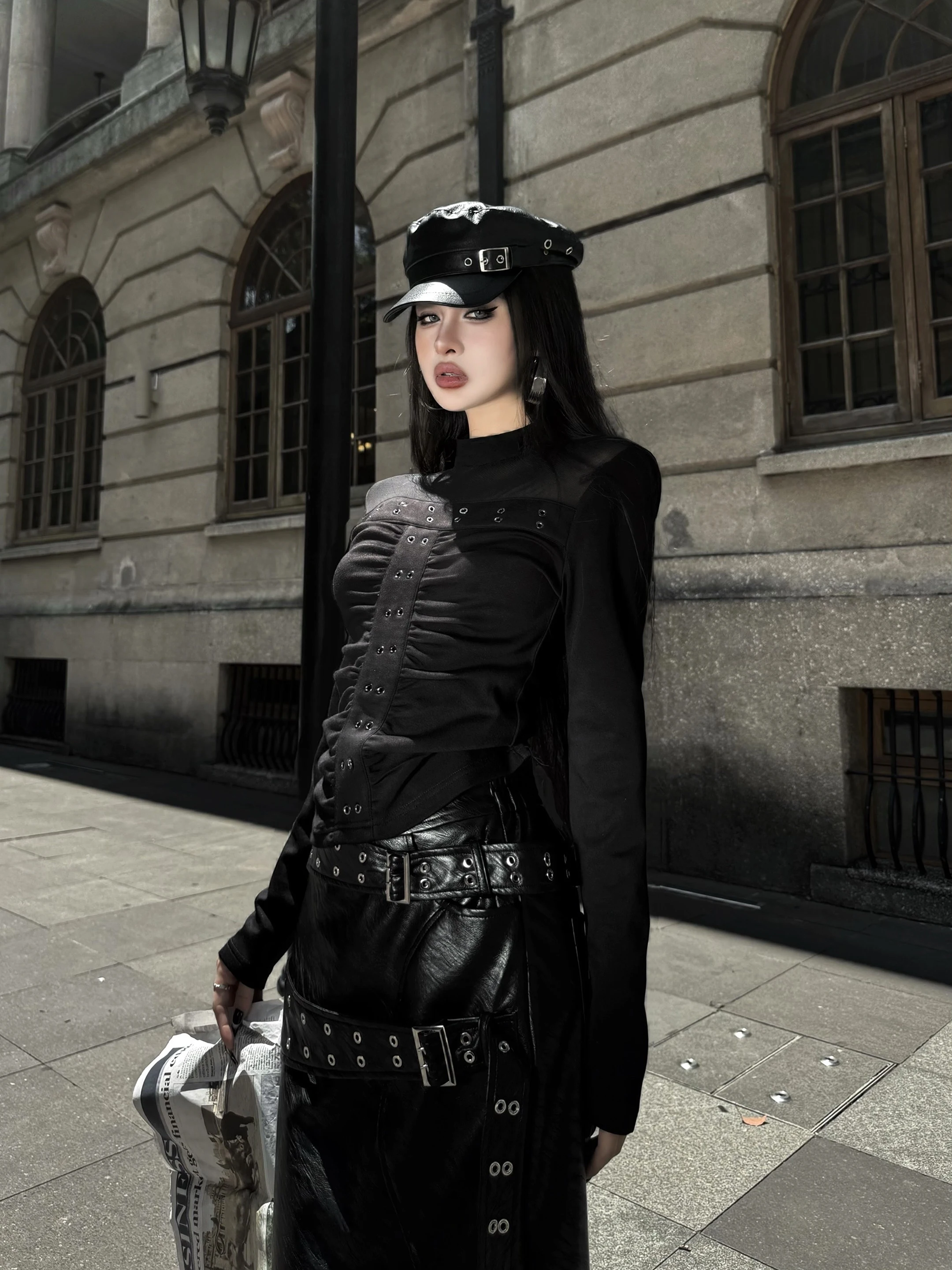 

Blagirl Sexy Me Long Sve Base irt Elastic Slimming Hot Girl T-irt Ciwalk Par Banquet Travel Commuting Daily