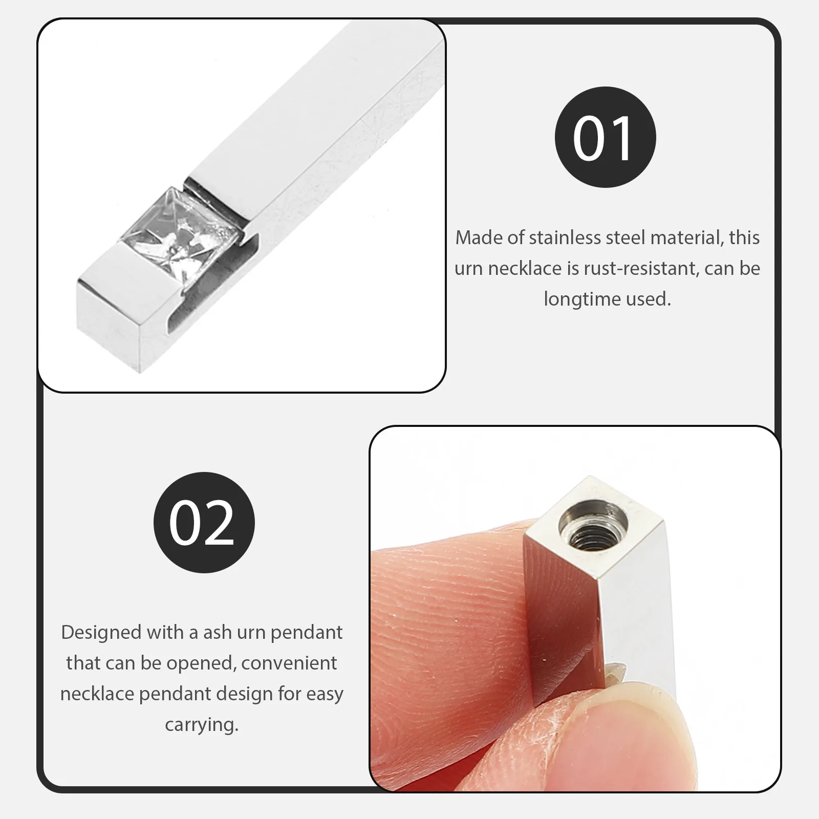 

Urn Necklace Ashes Stainless Steel Openable Pendant Necklace Memorial Jewelry Cremation Keepsake for Loved Ones