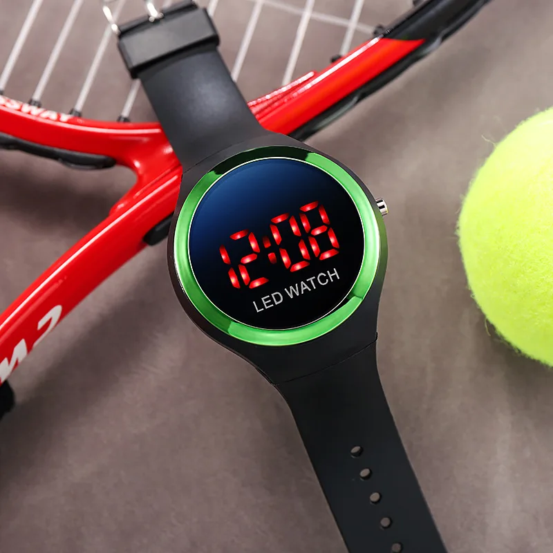 

Round red light LED children's electronic watch student model sports waterproof luminous electronic watch