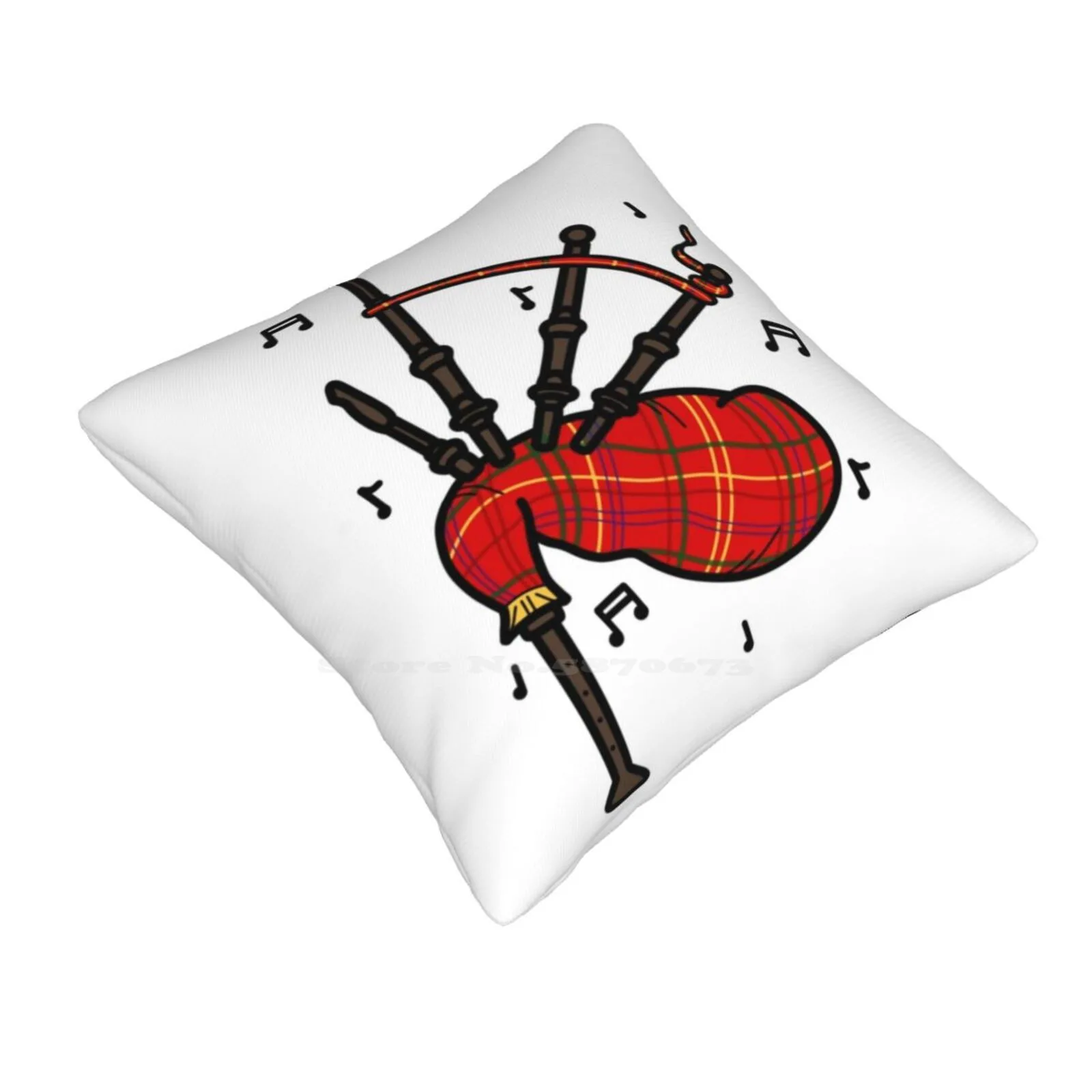 Bagpipes Home Sofa Car Waist Throw Pillowcase Bagpipes Music Instrument Scottish Scotland Tartan