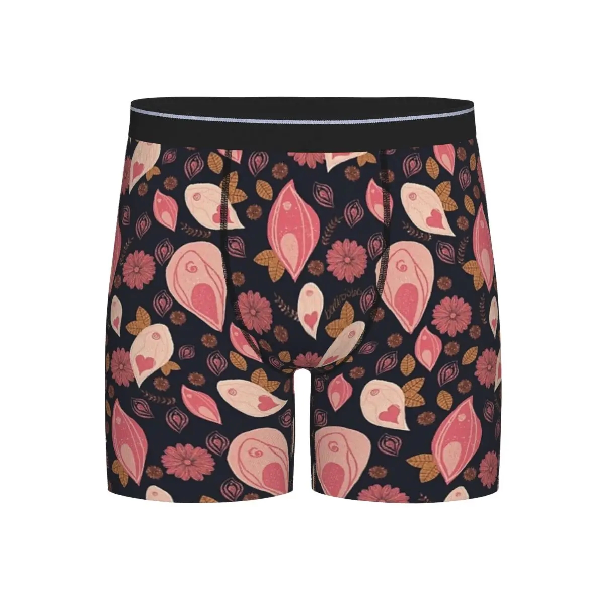 

Long Boxer Underpants Shorts Vulva Flower Pattern Panties Male Breathable Underwear for Homme Man Boyfriend Gift