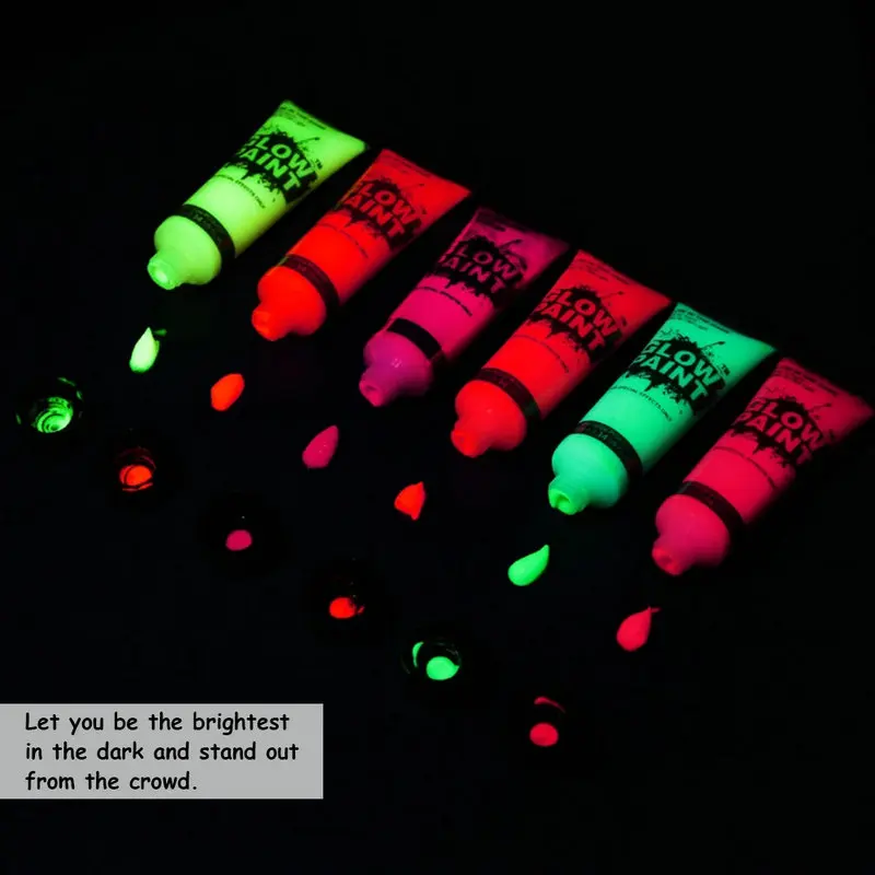 8 Colors  Neon Fluorescent Paint Face Body Paint 6 Colors Luminous UV Paint Face Makeup for Birthday Halloween Party makeup tool