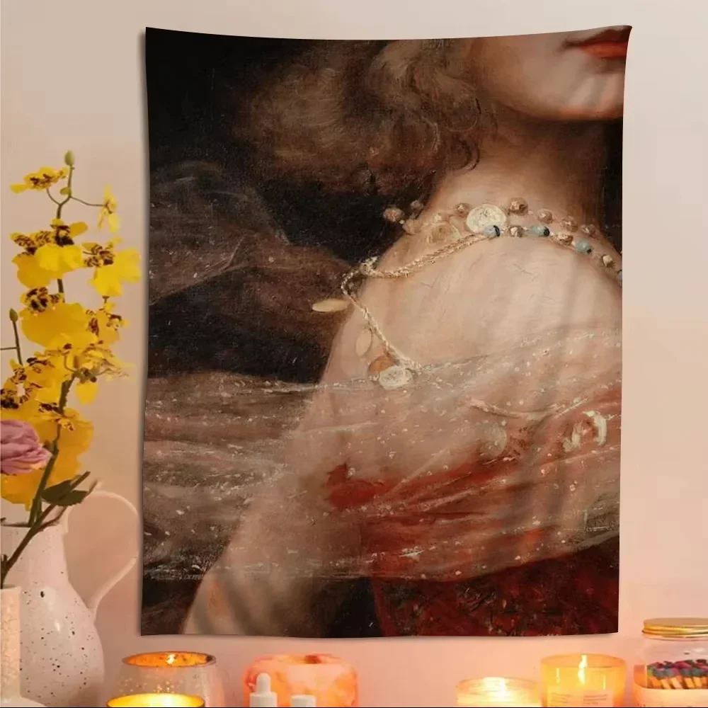 Renaissance Art Painting Pattern Tapestry Wall Hangin Decoration Items Aesthetic Dorm Wall Art Home Decor Background Cloth