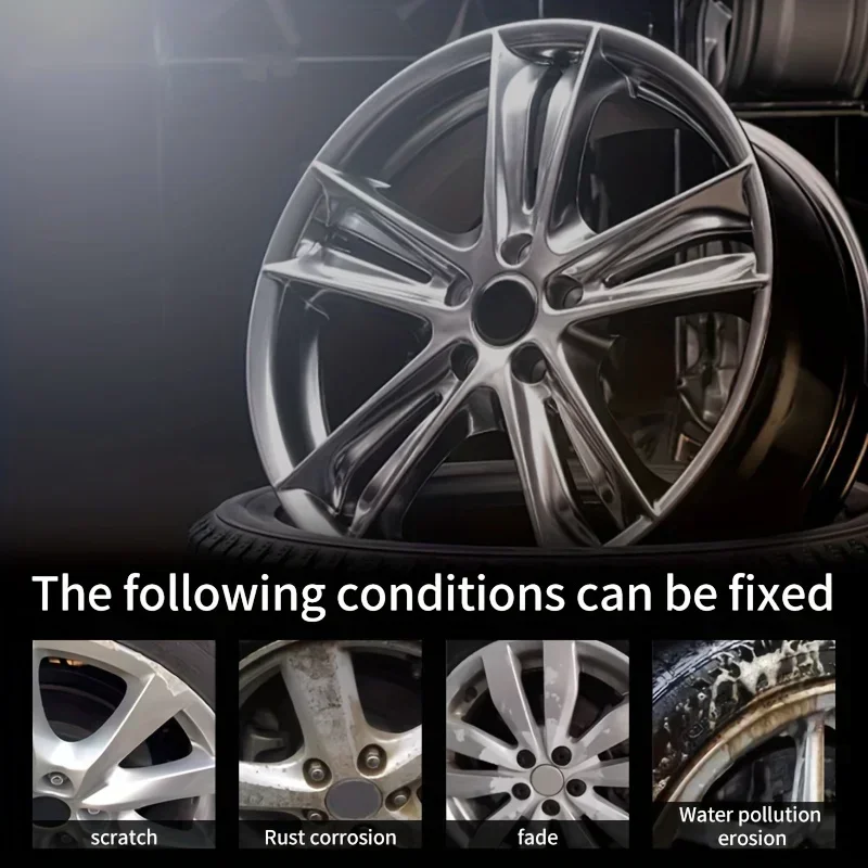 معجون تجديد للخدش بحافة العجلة، معجون إصلاح طلاء الخدوش بحافة الإطارات - حافة من سبائك الألومنيوم الفضية باللونين الأبيض والأسود #5