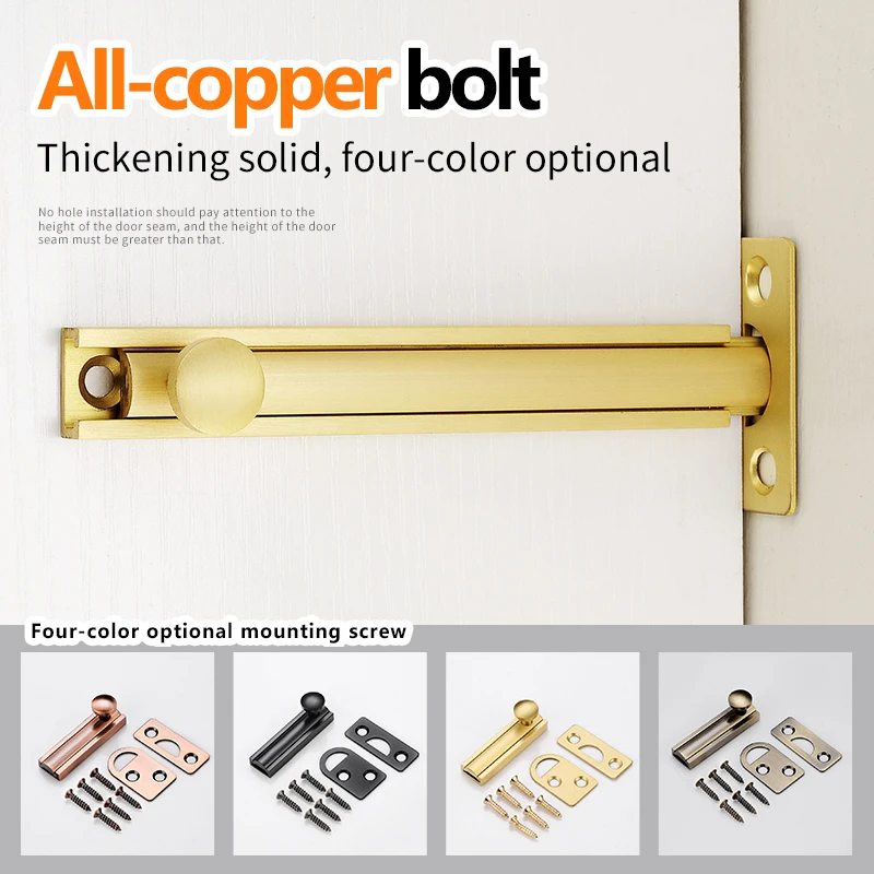 2/3/4/6/8inch All-Copper Bolts Latch Surface Mounted Door Lock Strong For Home Hardware Gate Safety Sliding Locks Door Bolt