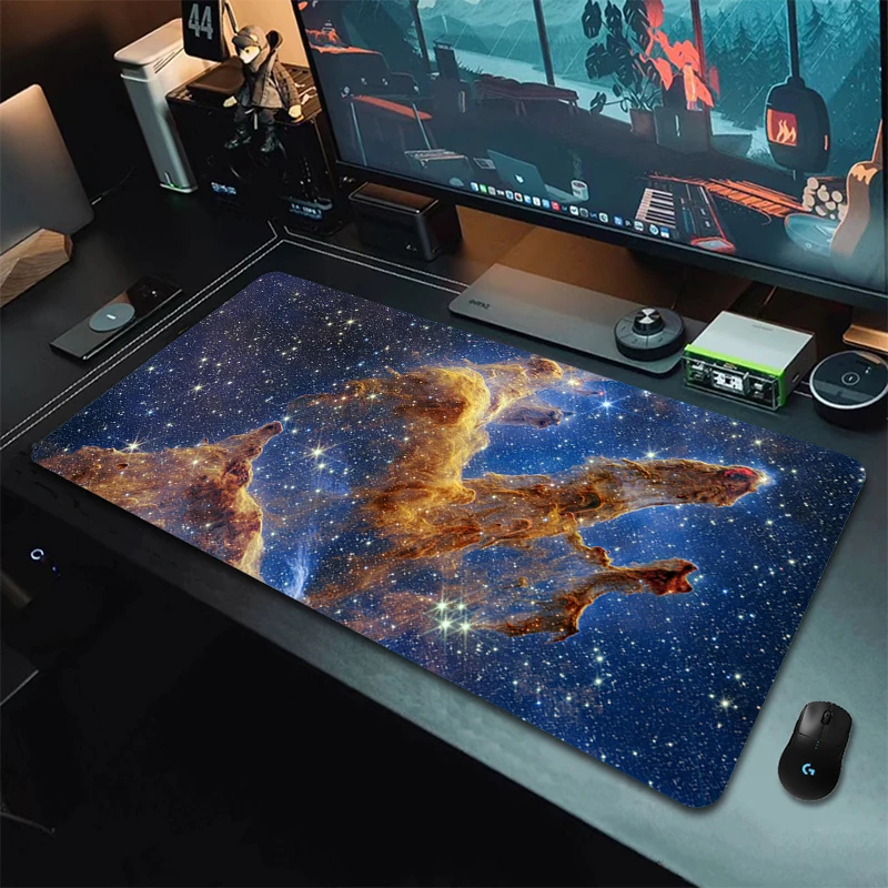 Imagem -02 - Nebulosa Grande Gaming Mousepad 900x400 mm Antiderrapante Grande Computador Espaço Mouse Esteira de Borracha hd Impressão Galaxy Tapete de Mesa Mouse Almofada Xxl