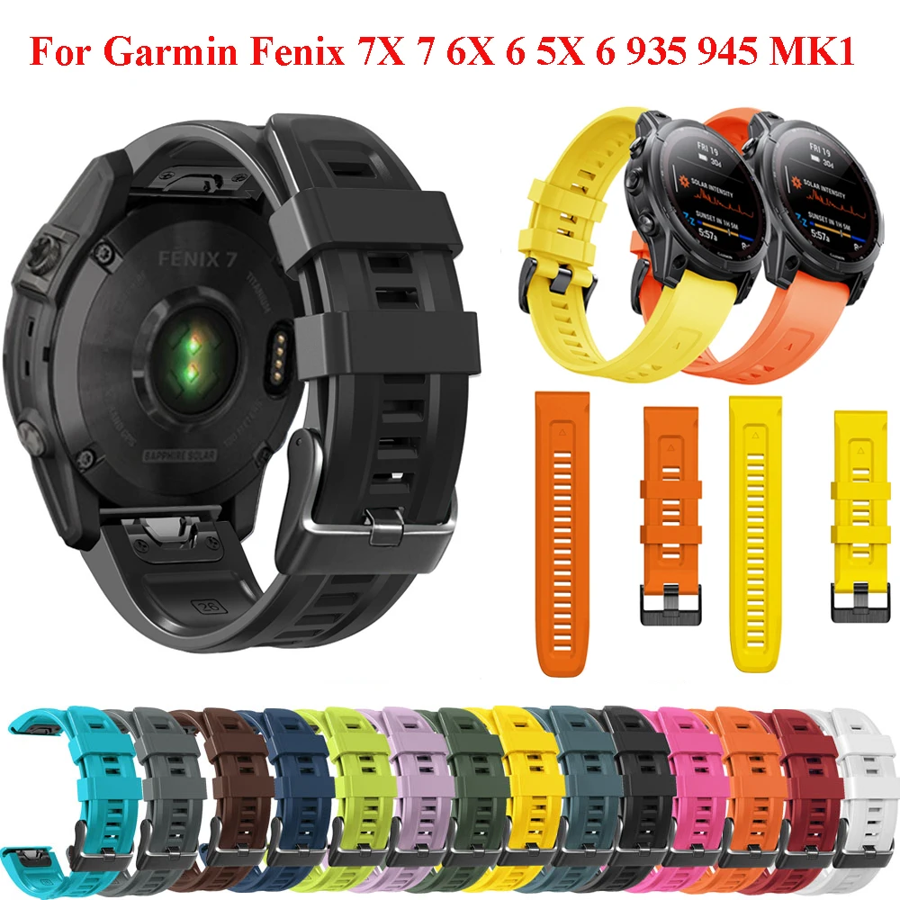 JKER 26 22 MM Watchband For Garmin Fenix 6 6X Pro 5 5X Plus 3HR Fenix 7X 7 Silicone Quick Release Watch Easyfit Wristband Straps