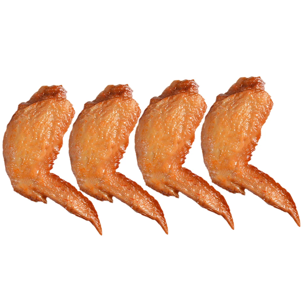 4 Pcs Simulated Chicken Wings Roasted Model Lifelike Food Simulation Decor Prop