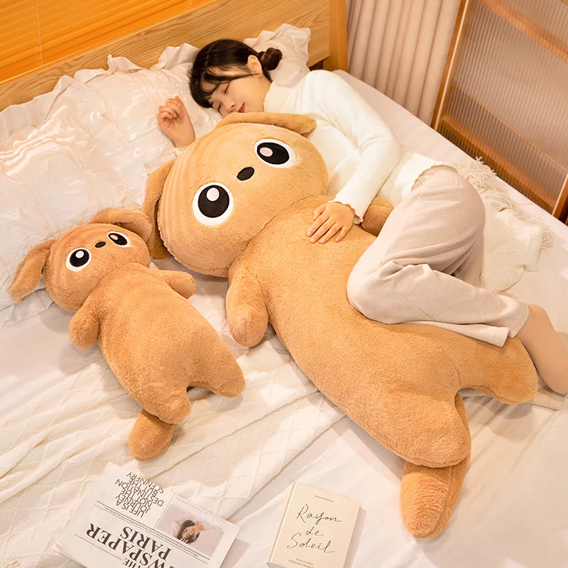 Soft Big Eyes Kawaii Dog Long Doll Plush Toy Standing Fluffy Cuddly Cartoon Animal Sleeping Leg Support Pillow Hug Plushie Gift