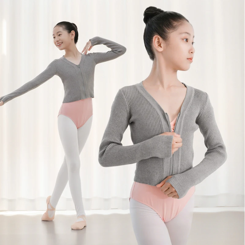 Wiosenne Jesienne Otulające Swetry Baletowe Kardigany dla Dziewczynek Dzieci Miękkie Dzianinowe Trykoty do Tańca Krzyżowane Ciepłe Płaszcze Baletowe