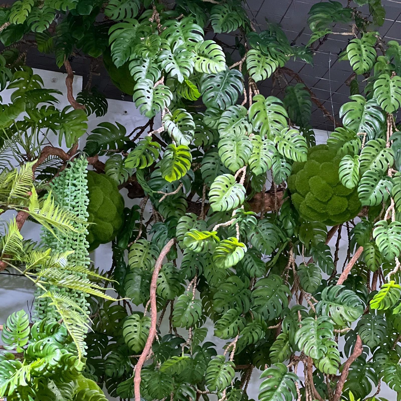 85cm di lunghezza piante artificiali vite falso Monstera foglie appeso a parete ramo di albero tropicale Rattan all'aperto per la decorazione della festa in giardino di casa