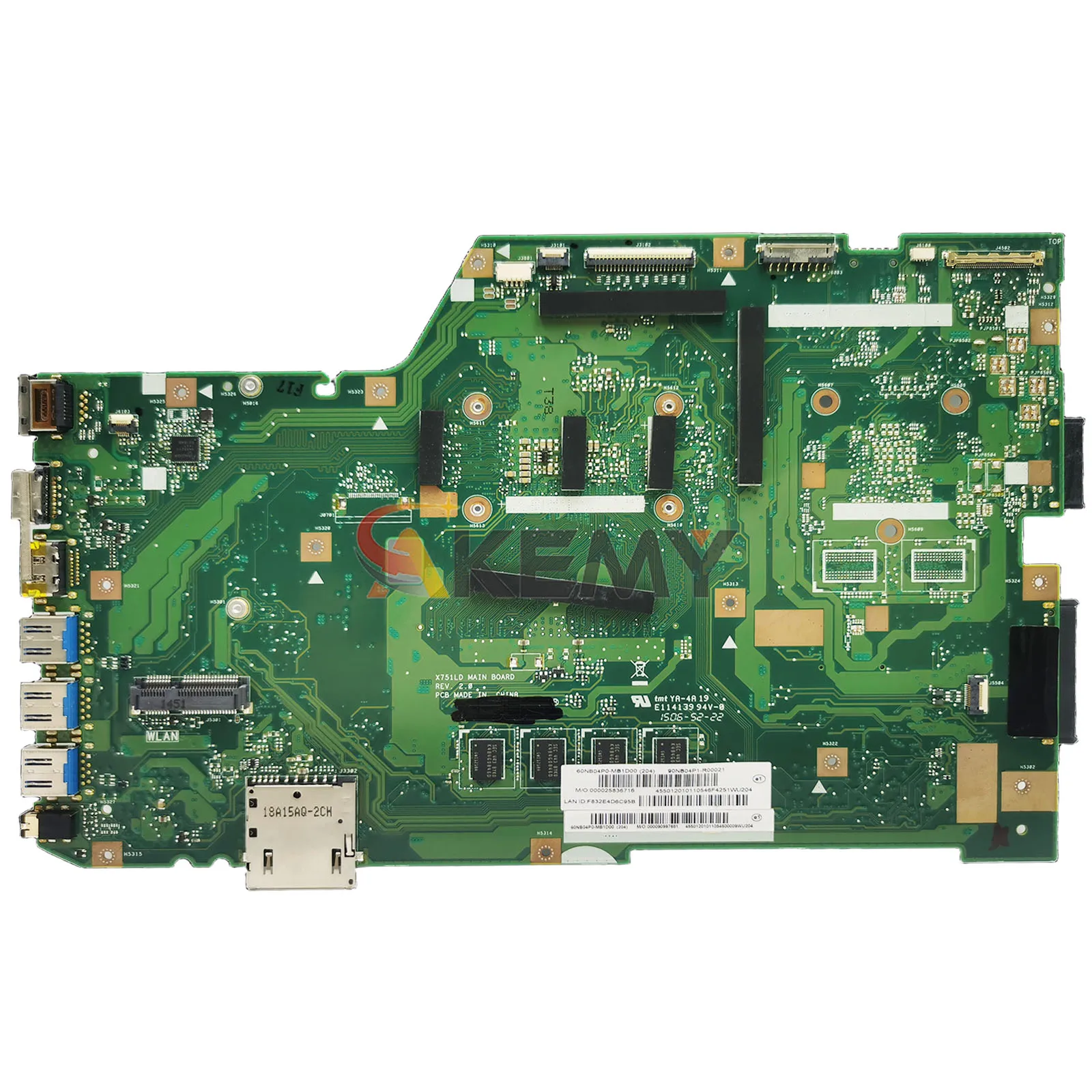 X751LA carte mère d'ordinateur portable pour ASUS F751L X751LDV X751LJ A751L X751LD K751L X751LN X751L X751LB X751LK carte mère avec processeur I3 I5 I7