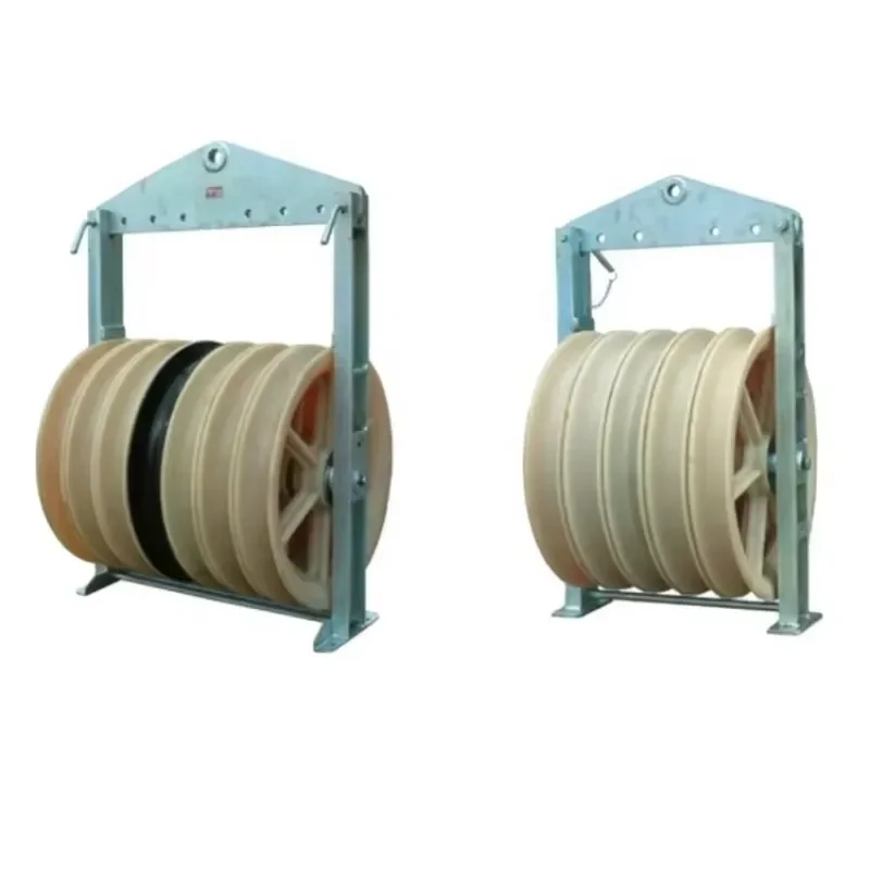 for Large Diameter 3 Wheel Nylon Pulley Block Conductor Stringing Sheave Cable Wire Rope Puller Tensioner Tool for Power Line