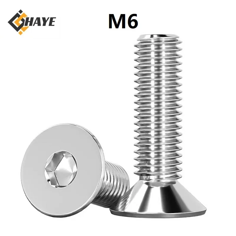 304 Stainless Steel M6 Hexagon Socket Countersunk Head Cap Screws 8 10 12 20 30 40 90 95 100mm Hexago Socket Button Head Screws