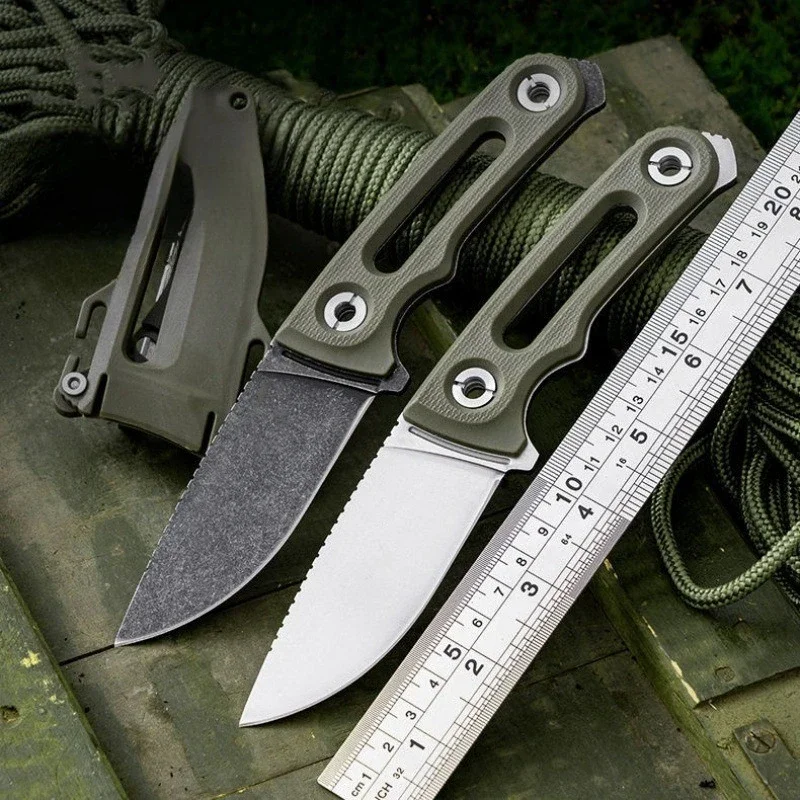 Portable High-hardness Fixed Knife Knife Sheath Outdoor Camping Fishing Jungle Tool 8Cr13MoV Blade Nylon Handle Festival Gift