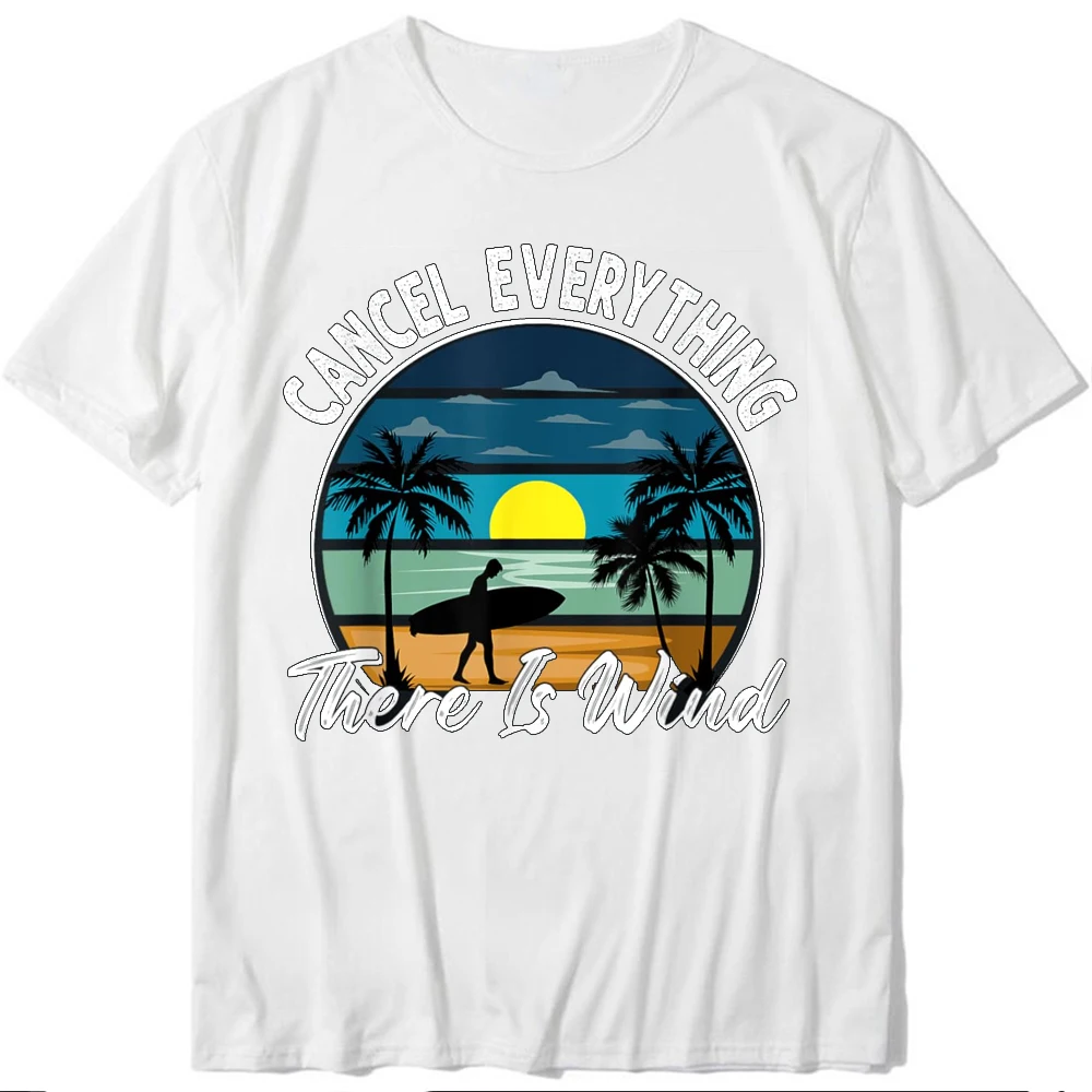 Beach Waves Graphic Windsurfer & Windsurfing Surfing T-Shirt O-neck Men Print Modal Breathable Factory Delivery Fashion