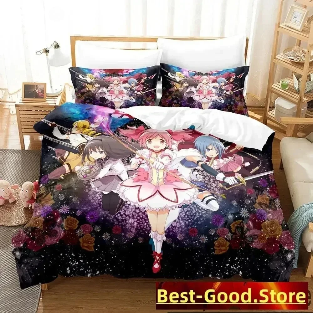 

3D Anime Puella Magi Madoka Magica Bedding Set Printe With Pillowcase Bed Duvet Cover Soft Single Double Queen Super King Size