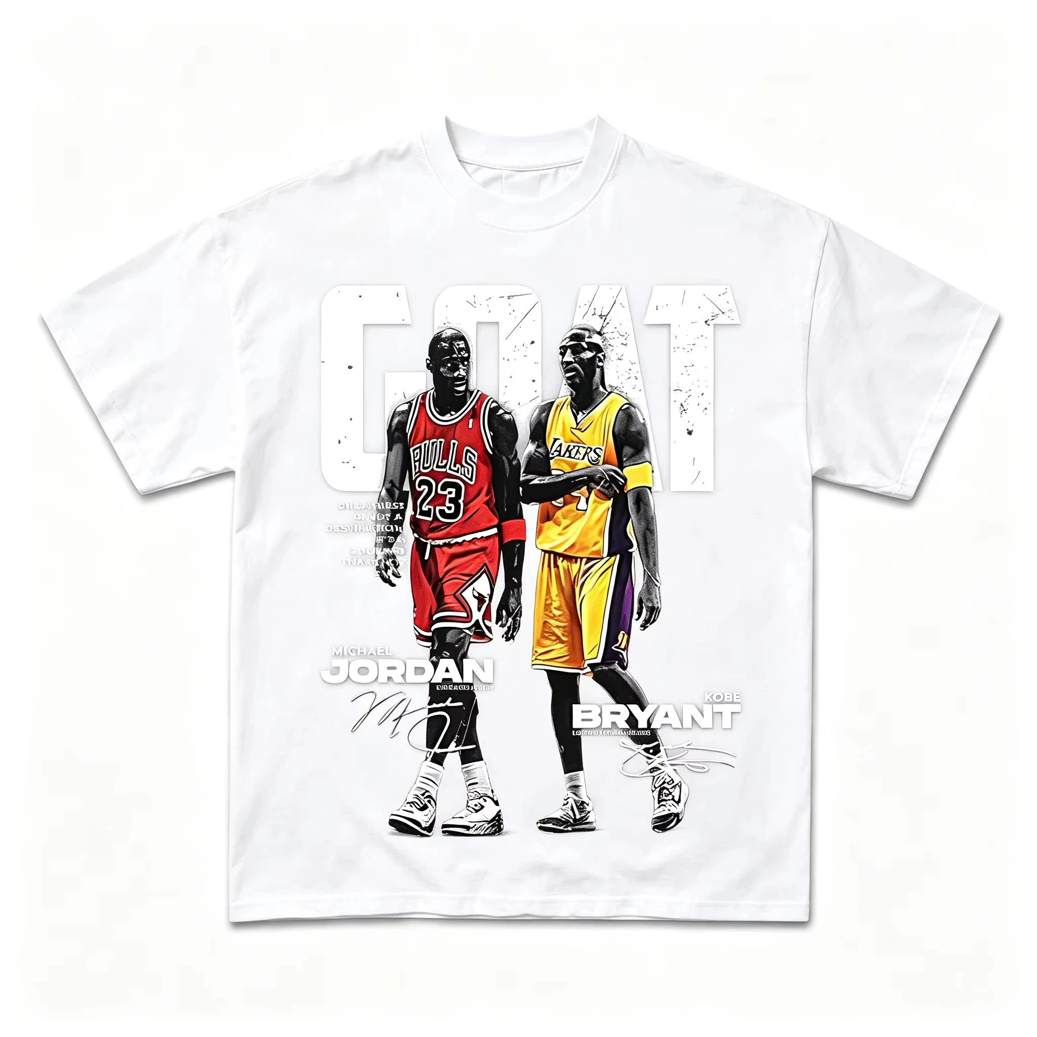 2026 New Parent‑Child Matching Unisex Oversized T‑Shirt Vintage Dual Basketball Legends Portrait Front Print Streetwear Tops