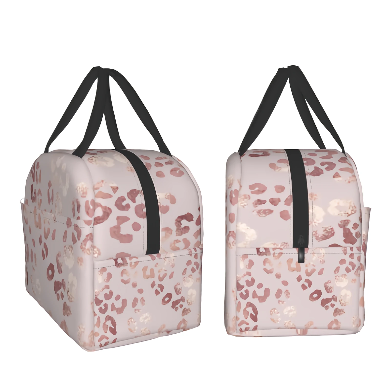 Leopard Print Lunch Bag Elegant Tote Bag Rose Gold Insulated Lunch Bag for Women Men Teen Girls Boys