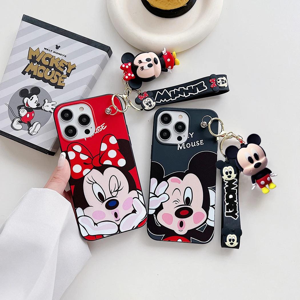 Cartoon Mickey Minnie Handy hülle für Huawei Mate 10 Lite 20 30 50e 60 Pro Plus Armband mit Spielzeug Schlüssel anhänger Armband Abdeckung