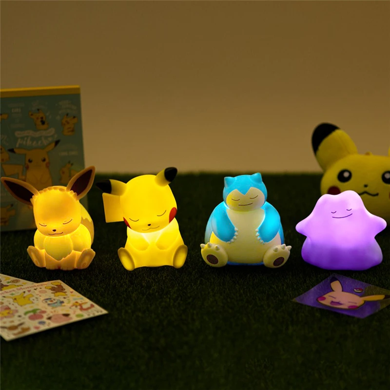 Genuine Pokemon Pikachu Snorlax Ditto Eevee Cute Cartoon Creative Night Light Gift for Children's Sleeping Light