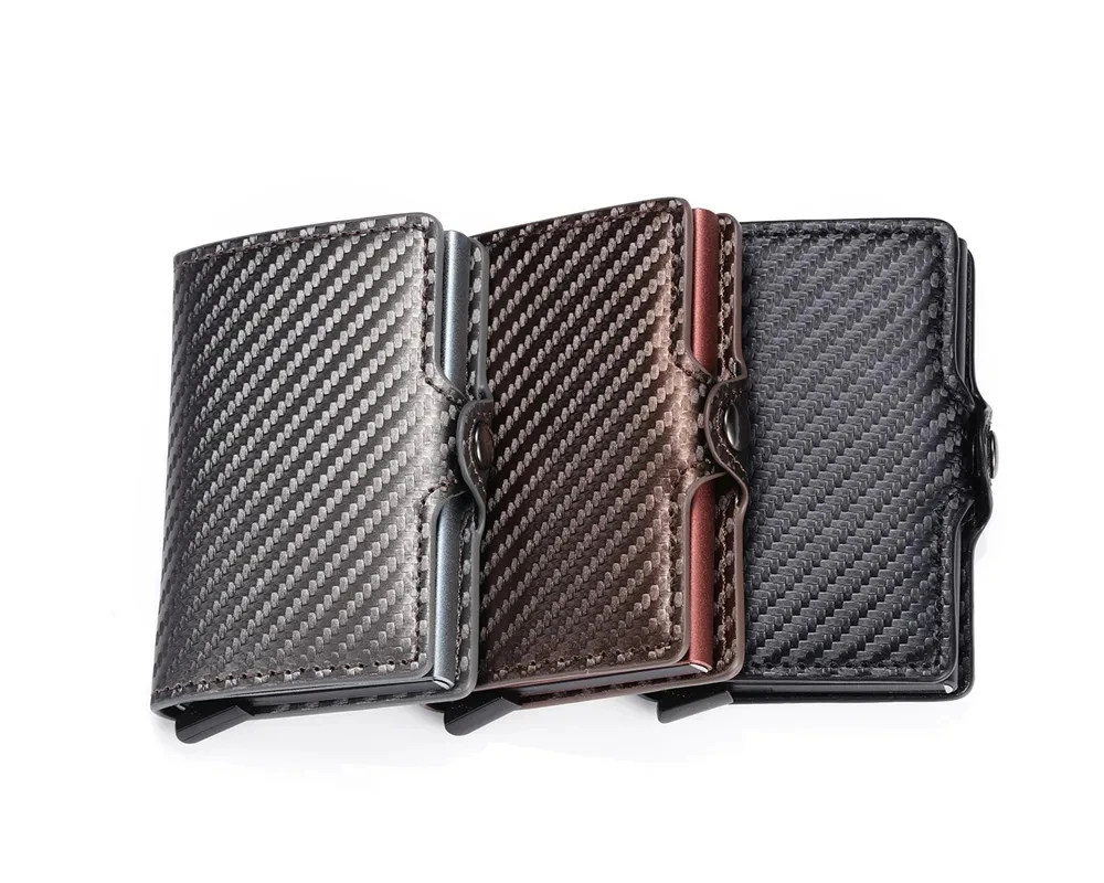 Leathe Card Holder Wallet Mens Business Multifunction Card Bag Ultra Slim RFID Purse Smart Cartera