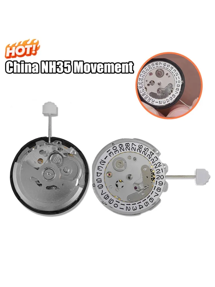 China NH35-uurwerk kan het Japanse NH35-uurwerk vervangen Datum op 3 uur Kalender Hoge nauwkeurigheid Automatisch mechanisch NH35A - afbeelding 2