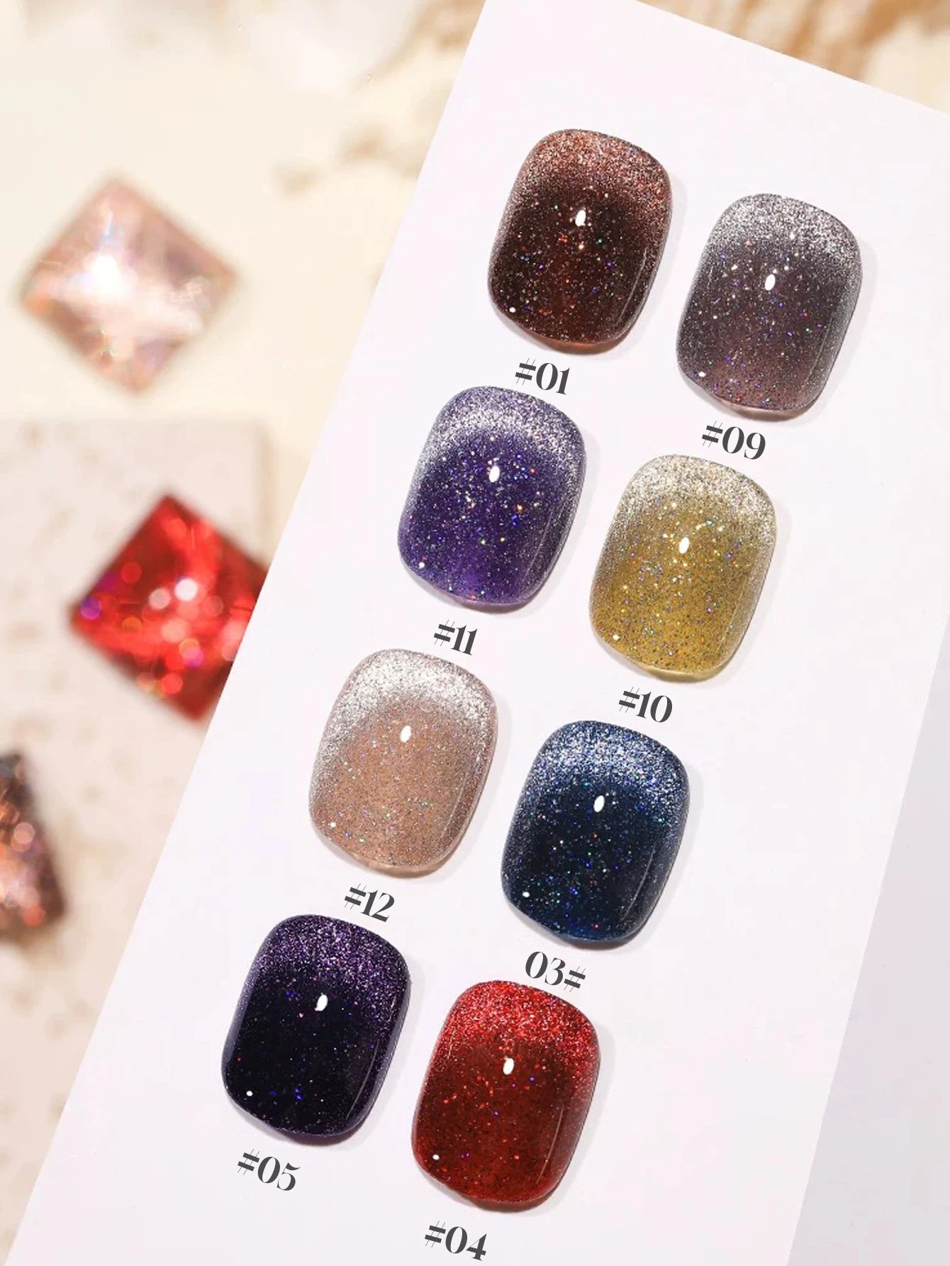 1/12 Stuks 2023 Nieuwe Herfst En Winter Nagelsalon Set Fonkelende Galaxy Crushed Diamond Fijne Glitter Crystal Cat eye Gel Nagellak
