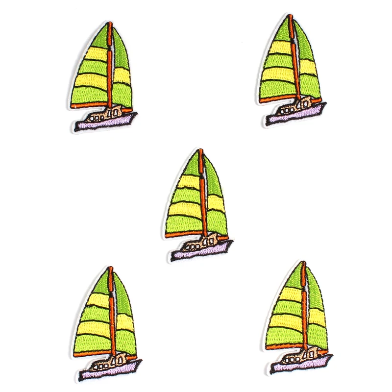 Random Mix Vessel Patches Embroidery Cartoon Boat Stickers Iron On Ship Badge Sewing Clothes Appliques DIY Clothing Bags Patch