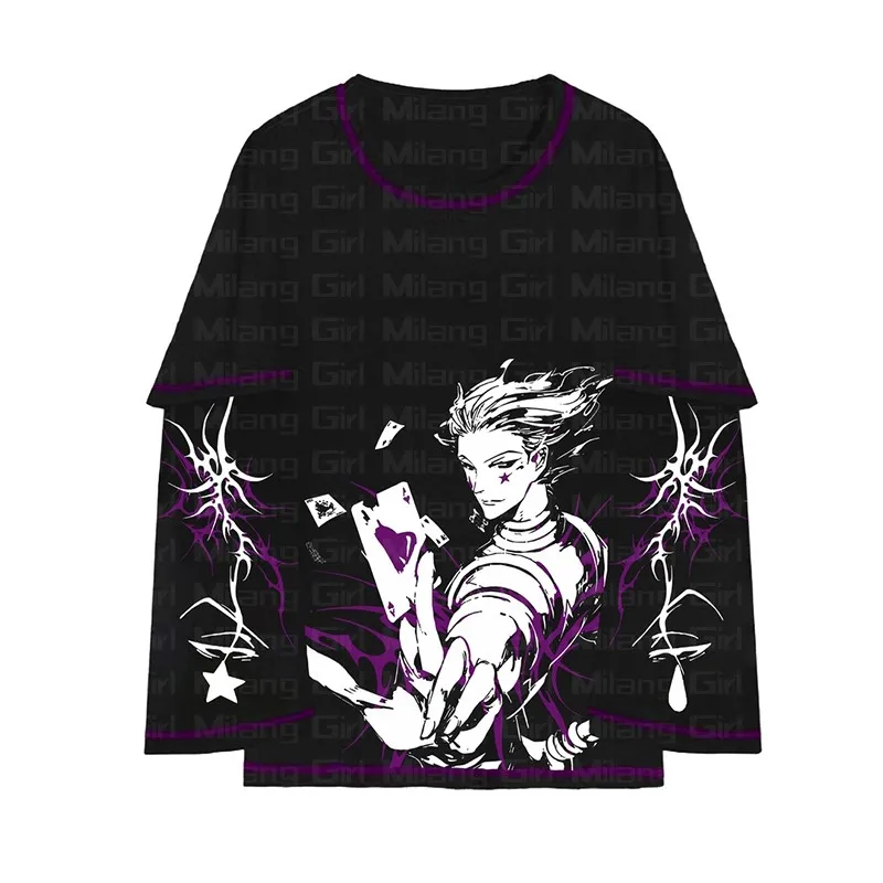 Women Anime Lightning Graphic Print Long Sleeve Shirts Top Spring Goth grunge Streetwear Y2K Loose Gothic Punk Top Women T Shirt