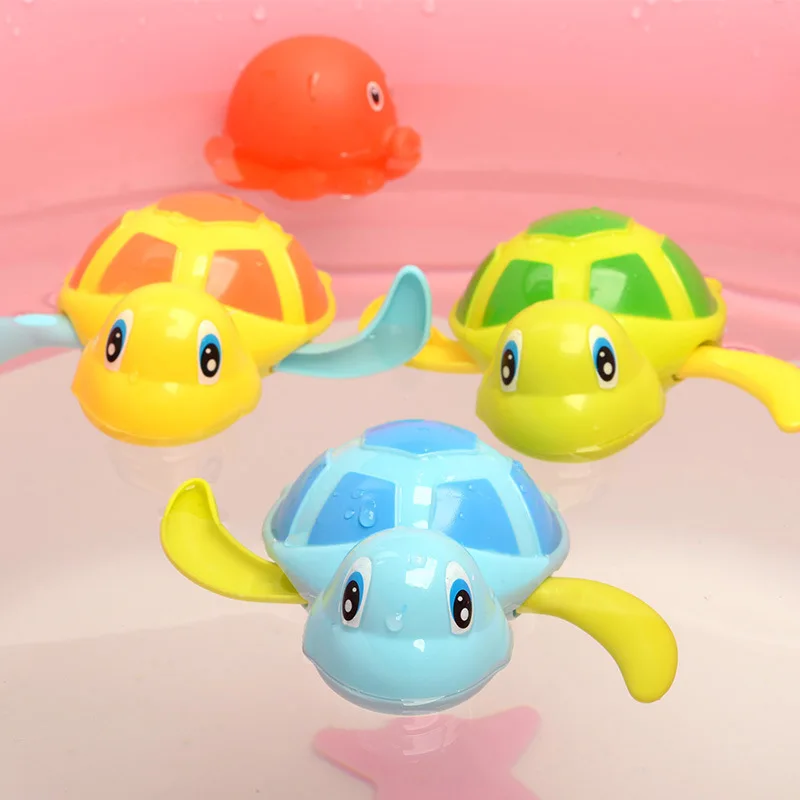 Juguetes de baño para niños, juego de agua, natación fresca, pequeños juguetes de tortuga, cadenas de bebé, enrollamiento, baño, natación, pequeños juguetes de tortuga