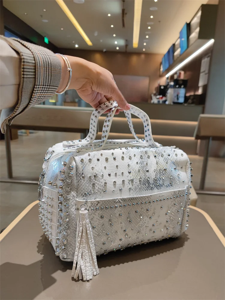 

American Fashion Large Capacity Casual Soft Pillow Women's Bag Diamond Leather Handbag Shoulder Bag Messenger Bag