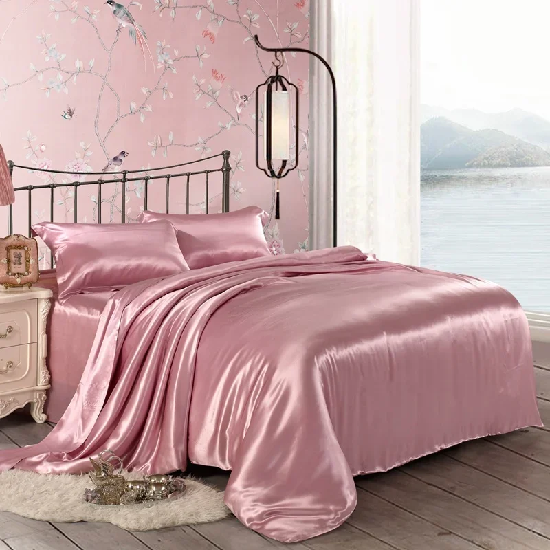Deluxe Mulberry Silk Quilt down Quilt Cover Bedding Set - Soft Comforter Set for All Seasons