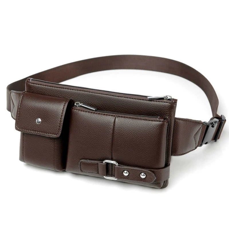 Men'S Waist Pack Fanny Male Designer Genuine Leather Waist Bag Purse Waterproof Pu Tactical Man Belt Pouch Handbag Discount