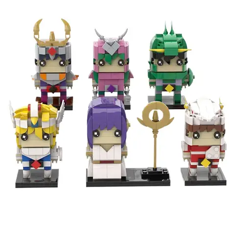 DIYMOC Brick Athena Japan Anime Figures Saints Seiyaed Hyogas Ikki Shiryus Building Blocks Warrior Action Figure Toys Gifts