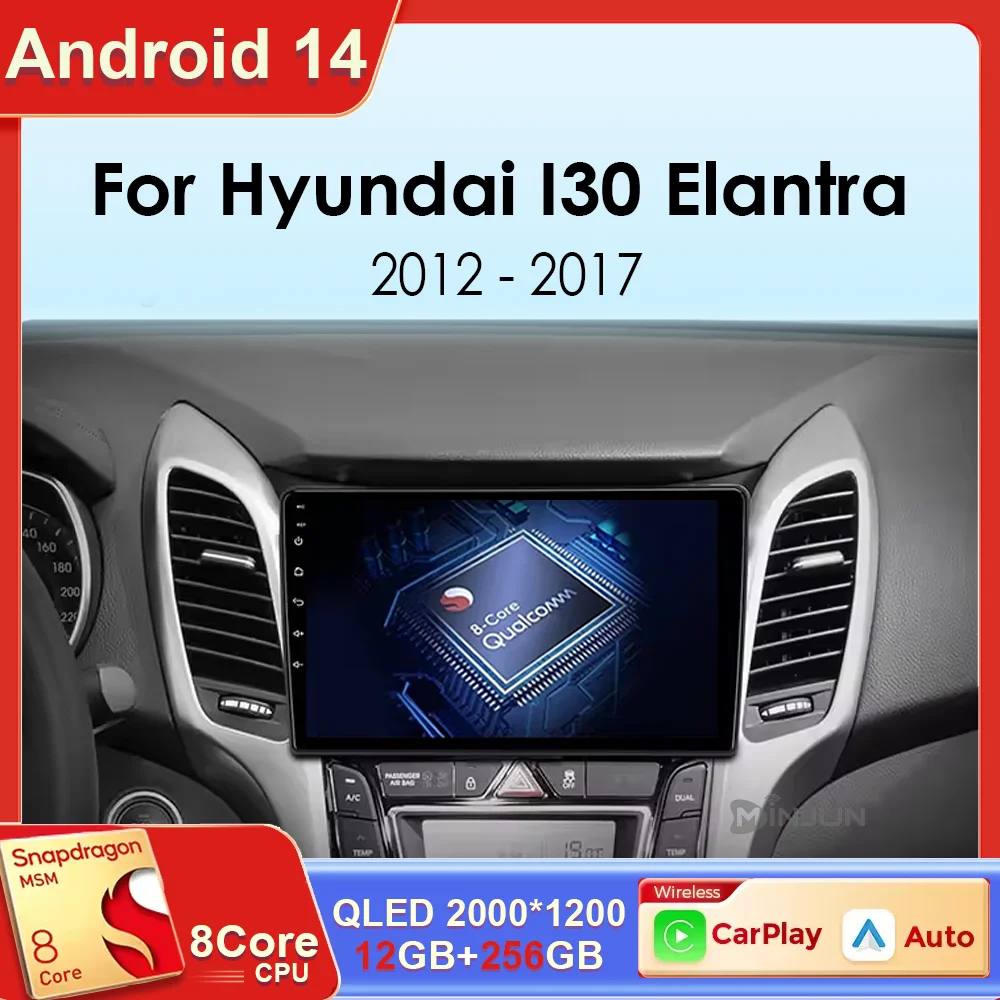 

Android 14 Carplay Auto WIFI+4G For Hyundai I30 Elantra GT 2011 - 2015 2016 Qualcomm Car Radio Multimedia Player Stereo GPS DSP