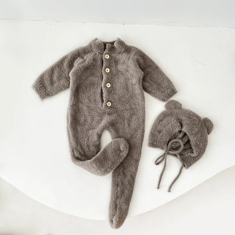 Explosions Baby Autumn Clothes for Boys and Girls Baby Super Cute Mink Fur Crawling Suit Cute Little Bear Foot Jumpsuit Clothes